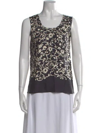 Pre-owned Marc Jacobs Silk Floral Print Top In White
