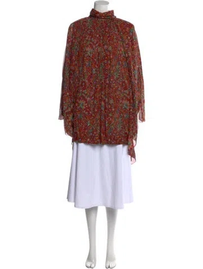 Pre-owned Marc Jacobs Silk Floral Print Tunic In Red
