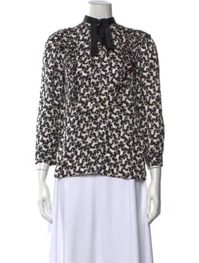 Pre-owned Marc Jacobs Silk Graphic Print Blouse In Black/white