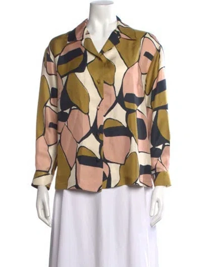 Pre-owned Marc Jacobs Silk Graphic Print Button-up Top In Multi