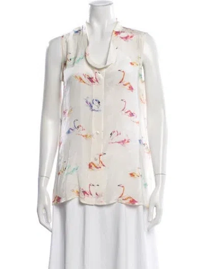 Pre-owned Marc Jacobs Silk Graphic Print Top In Neutral