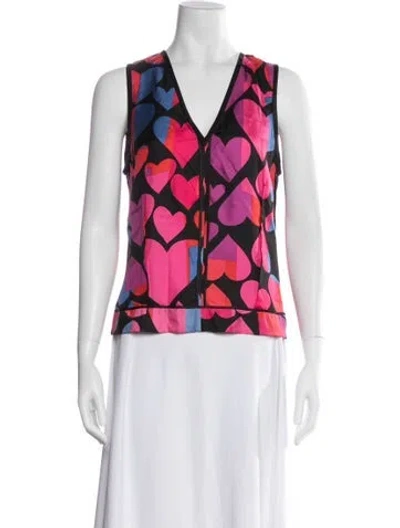 Pre-owned Marc Jacobs Silk Graphic Print Top In White