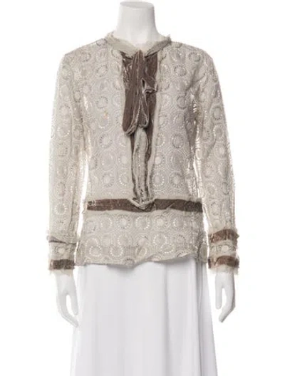 Pre-owned Marc Jacobs Silk Lace Pattern Top In Neutrals