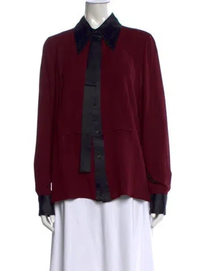 Pre-owned Marc Jacobs Silk Long Sleeve Blouse In Burgundy