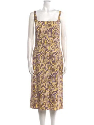 Pre-owned Marc Jacobs Silk Midi Length Dress In Yellow