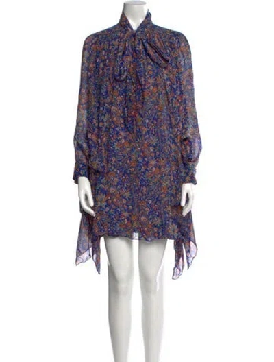 Pre-owned Marc Jacobs Silk Mini Dress In Blue