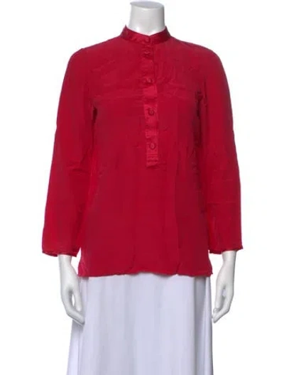Pre-owned Marc Jacobs Silk Mock Neck Blouse In Pink