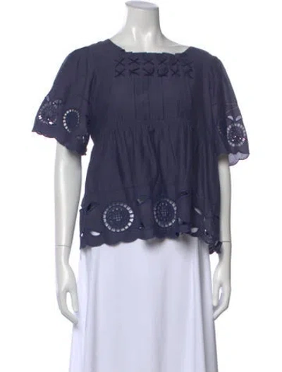 Pre-owned Marc Jacobs Silk Patterned Top In Blue