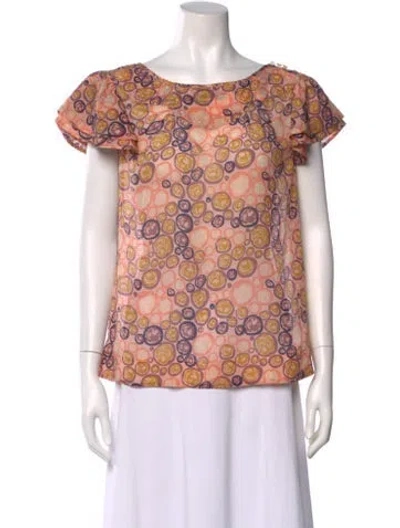 Pre-owned Marc Jacobs Silk Patterned Top W/ Tags In Neutral