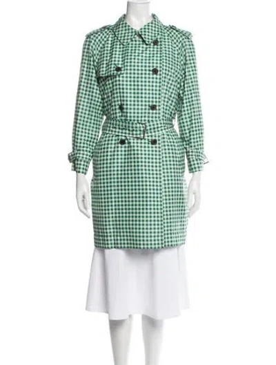 Pre-owned Marc Jacobs Silk Plaid Print Trench Coat In Green