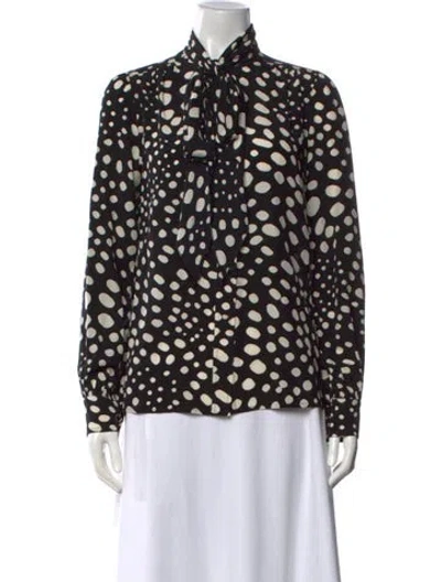 Pre-owned Marc Jacobs Silk Polka Dot Print Blouse In Black