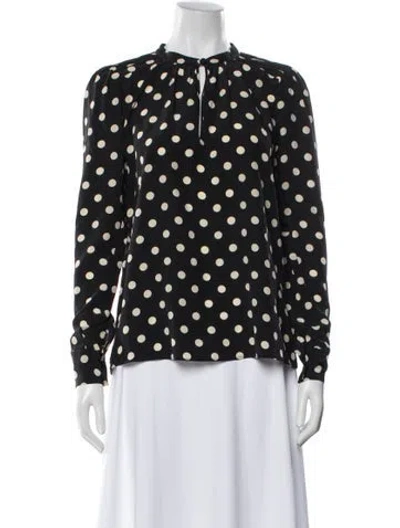 Pre-owned Marc Jacobs Silk Polka Dot Print Blouse In Black