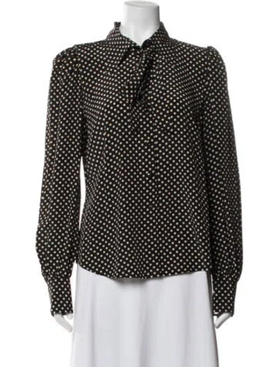 Pre-owned Marc Jacobs Silk Polka Dot Print Blouse W/ Tags In Black