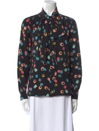 Pre-owned Marc Jacobs Silk Printed Blouse In Black