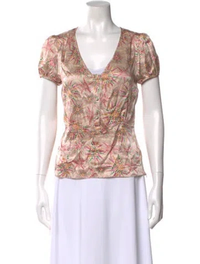 Pre-owned Marc Jacobs Silk Printed Blouse In Pink