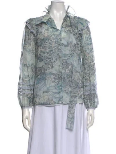 Pre-owned Marc Jacobs Silk Printed Blouse W/ Tags In Gray