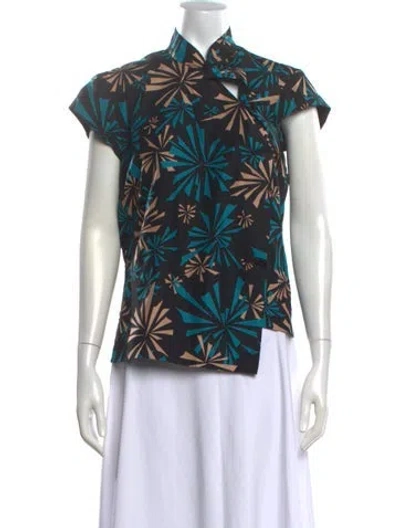 Pre-owned Marc Jacobs Silk Printed Top In Black
