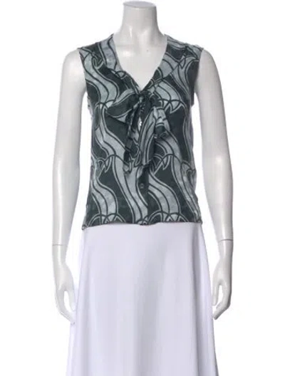Pre-owned Marc Jacobs Silk Printed Top In Blue