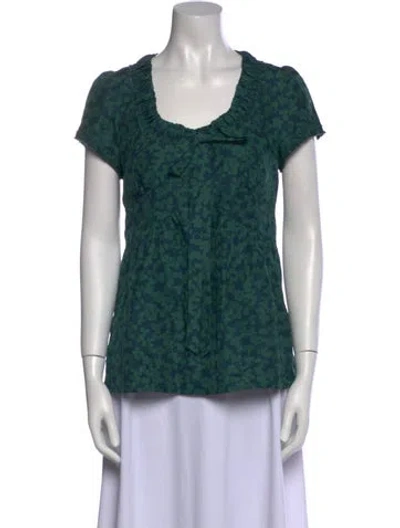 Pre-owned Marc Jacobs Silk Printed Top In Green