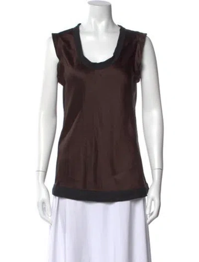 Pre-owned Marc Jacobs Silk Scoop Neck Top In Brown