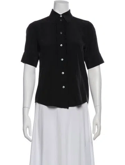 Pre-owned Marc Jacobs Silk Short Sleeve Blouse In Black