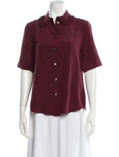 Pre-owned Marc Jacobs Silk Short Sleeve Blouse In Burgundy