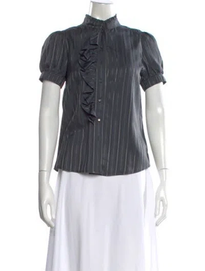 Pre-owned Marc Jacobs Silk Striped Blouse In Black