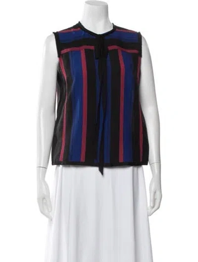 Pre-owned Marc Jacobs Silk Striped Blouse In Blue