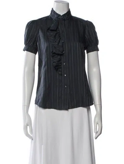 Pre-owned Marc Jacobs Silk Striped Blouse In Blue
