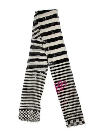 Pre-owned Marc Jacobs Silk Striped Scarf In Black