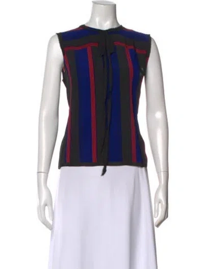 Pre-owned Marc Jacobs Silk Striped Top In Blue