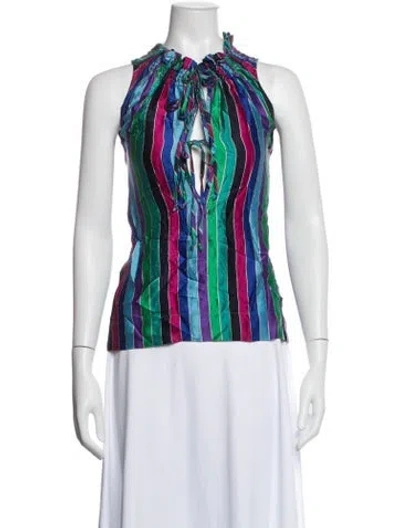 Pre-owned Marc Jacobs Silk Striped Top In Blue/purple