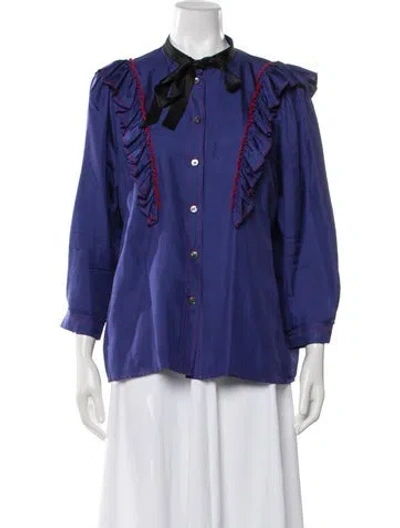 Pre-owned Marc Jacobs Silk Three-quarter Sleeve Blouse In Blue