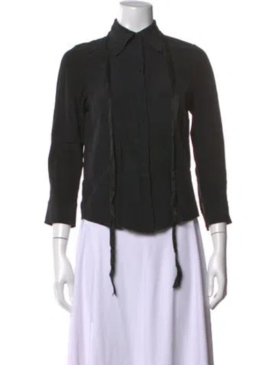 Pre-owned Marc Jacobs Silk Three-quarter Sleeve Button-up Top In Black
