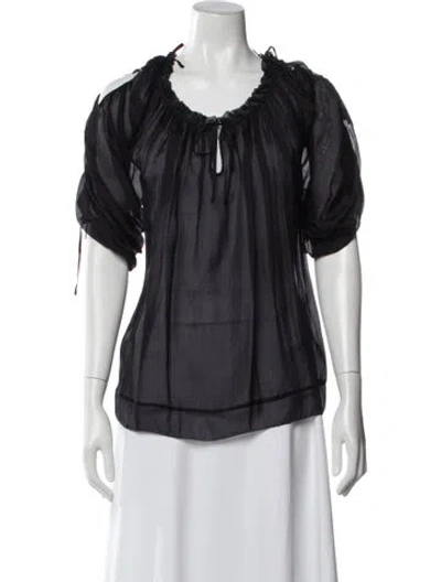 Pre-owned Marc Jacobs Silk Tie Neck Blouse In Black