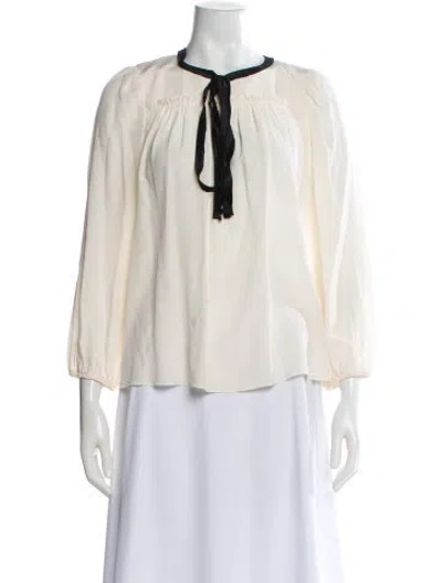 Pre-owned Marc Jacobs Silk Tie Neck Blouse In Neutral