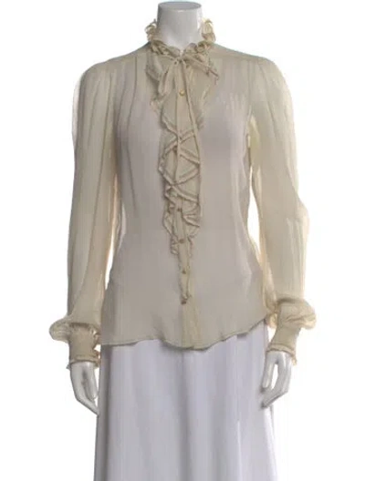 Pre-owned Marc Jacobs Silk Tie Neck Blouse In Neutral