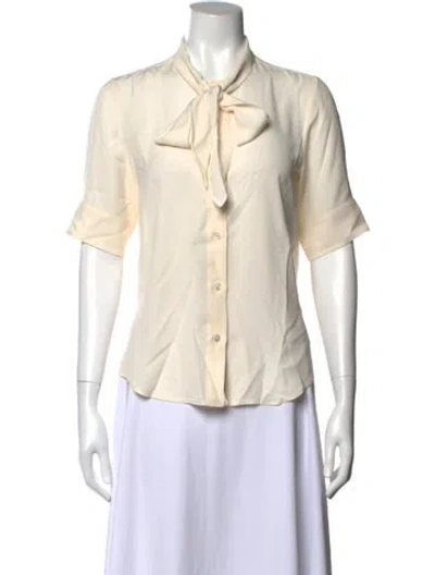 Pre-owned Marc Jacobs Silk Tie Neck Blouse In Neutrals