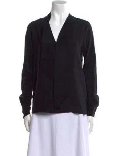 Pre-owned Marc Jacobs Silk V-neck Blouse In Black