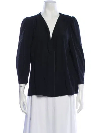 Pre-owned Marc Jacobs Silk V-neck Blouse In Black