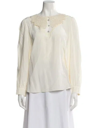 Pre-owned Marc Jacobs Silk V-neck Blouse In Neutral