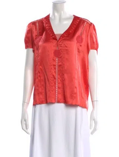 Pre-owned Marc Jacobs Silk V-neck Blouse In Orange