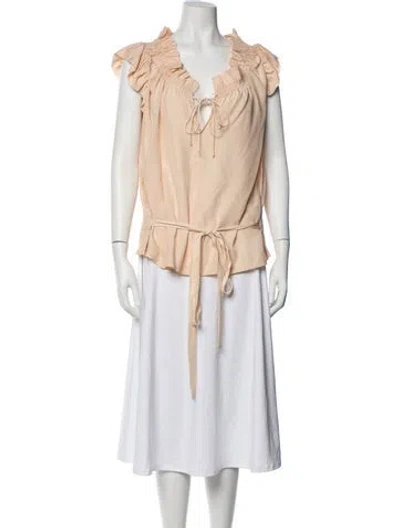 Pre-owned Marc Jacobs Silk V-neck Blouse In Pink