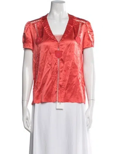 Pre-owned Marc Jacobs Silk V-neck Blouse In Red