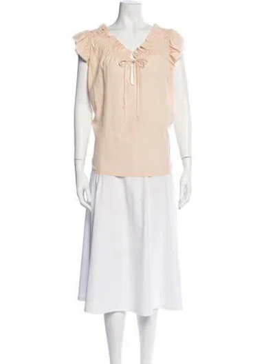 Pre-owned Marc Jacobs Silk V-neck Blouse In Yellow