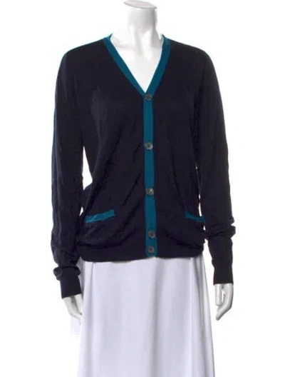 Pre-owned Marc Jacobs Silk V-neck Sweater In Black