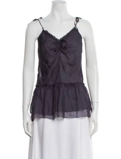 Pre-owned Marc Jacobs Silk V-neck Top In Blue