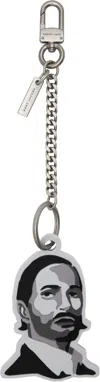 Marc Jacobs Silver & Gray 'the Marc Bag Charm' Keychain In 001 Black