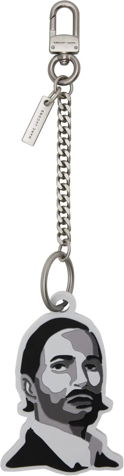 MARC JACOBS SILVER & GRAY 'THE MARC BAG CHARM' KEYCHAIN