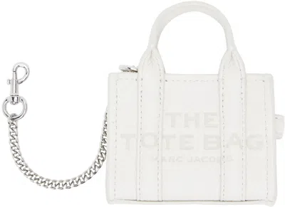 Marc Jacobs Silver & Off-white 'the Nano Tote Bag Charm' Keychain In 140 Cotton/silver